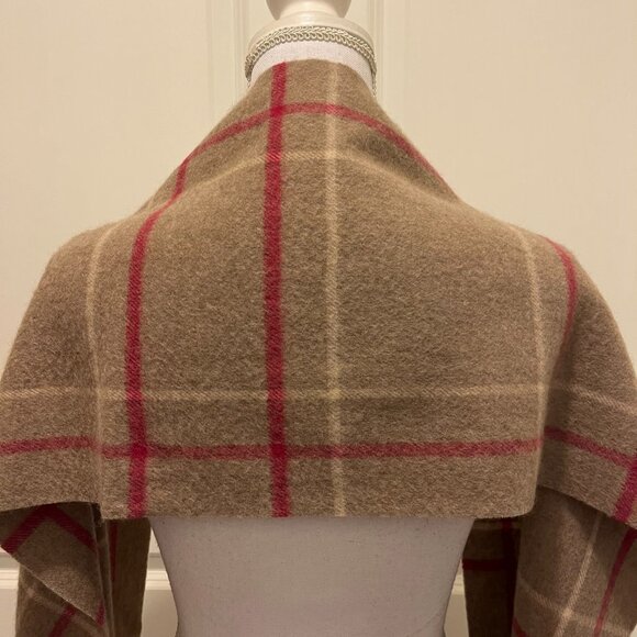 Erdenet 100% Cashmere Brown & Pink Plaid Scarf with Fringe - Picture 5 of 9